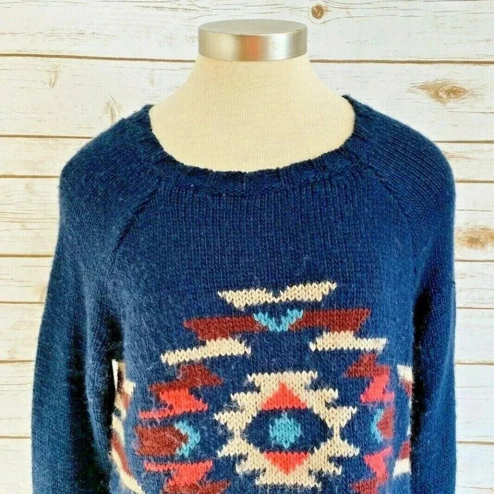 HOLLISTER Women Long Sleeve Pullover Crew Neck Blue Knit Sweater Size Medium - Picture 2 of 12